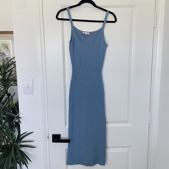 Acoa Dresses & Skirts - Ice Blue Ribbed Knit Sweater Dress – Size Small